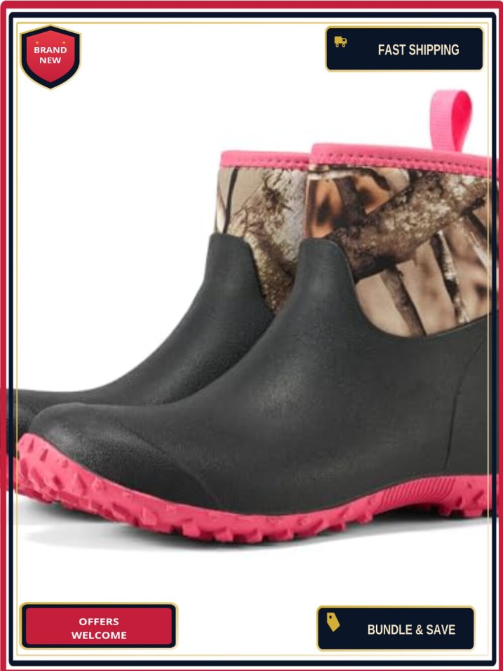 Waterproof Ankle Rain Boots Insulated Neoprene Anti-Slip Garden Work Shoes